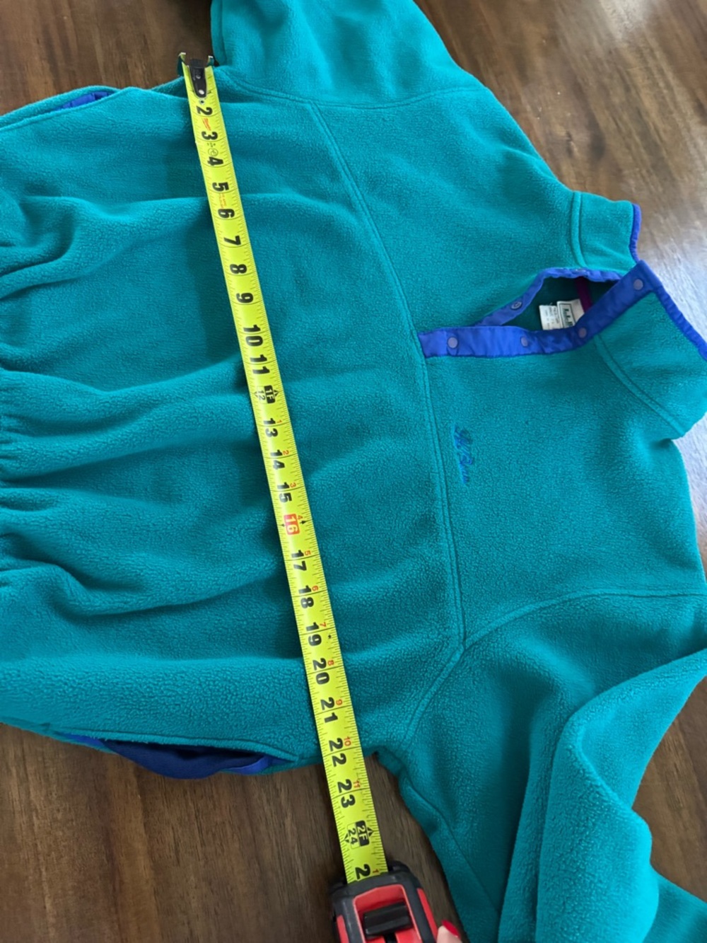 Vintage L.L. Bean Teal snap Fleece Pullover Jacket with Purple Trim USA MEDIUM - Picture 5 of 7